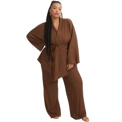 June + Vie by Roaman's Women's Plus Size Tie-Waist Cardigan