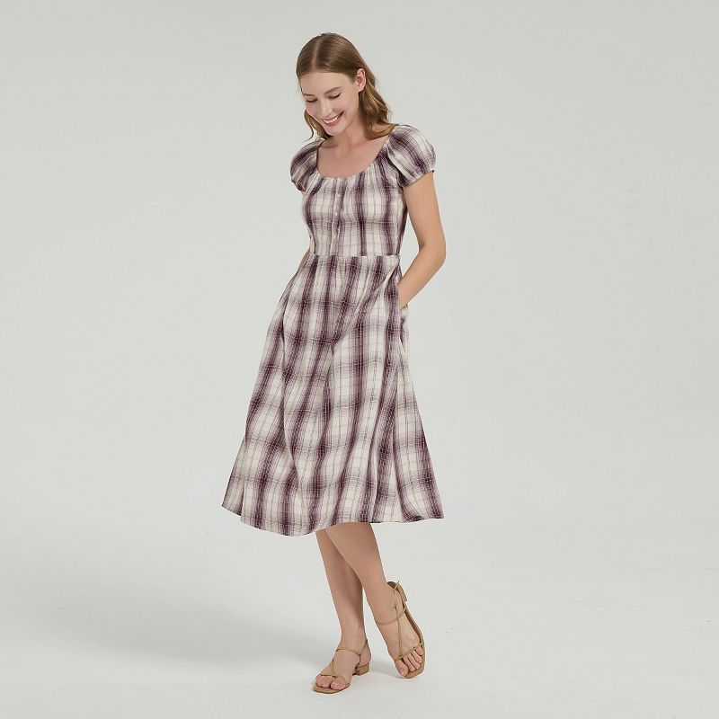 Women's Cap Sleeve Midi Shirtdress - Universal Thread™ Lavender Plaid XS