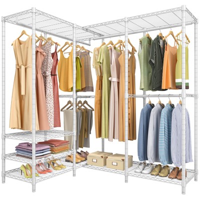 VIPEK L40 Plus Garment Rack L Shaped Clothes Rack for Corner, Freestanding Wardrobe Closet Heavy Duty Clothing Rack, 60.6"L x 45"W x 76.4"H