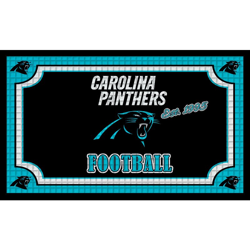Evergreen NFL Carolina Panthers Embossed Indoor Outdoor Safe Mat - 30" Wx18" H Durable Non Slip Floormat Multicolored, 1 of 5