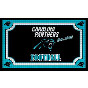 Evergreen NFL Carolina Panthers Embossed Indoor Outdoor Safe Mat - 30" Wx18" H Durable Non Slip Floormat Multicolored