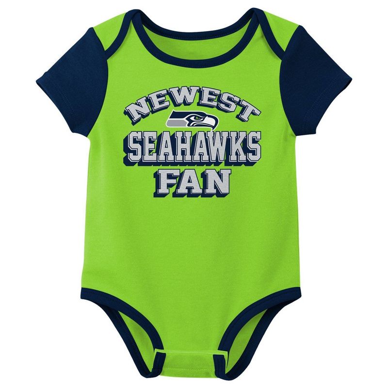 NFL Seattle Seahawks Infant Boys&#39; 3pk Bodysuit, 2 of 5