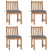 vidaXL 1/2/4/6/8x Solid Wood Teak Patio Chairs with Cushions Multi Colors - Gray 4 - 2 of 4