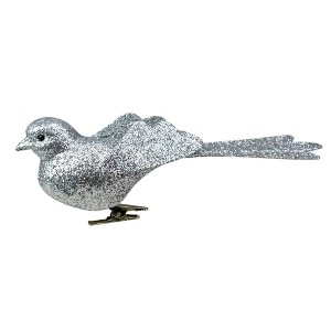 Northlight Glittered Bird Clip-On Christmas Ornament - 6" - Silver-tone - 1 of 4