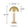 Possini Euro Design Chanterelle 24 1/2" High Mushroom Mid Century Modern Table Lamp Pull Chain Beige Faux Stone Finish Brass Dome Shade Living Room - 4 of 4