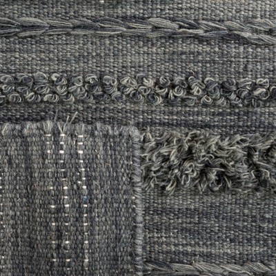 Charcoal and Ivory Handwoven Wool Runner Rug