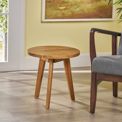 VYNXARIA Side table,Featuring a trendy round top supported by three cheekily jutting legs,Natural