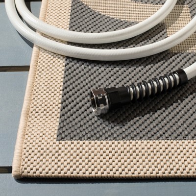 Elegant Grey Square Trellis Indoor/Outdoor Flat Woven Rug