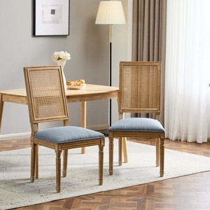 NicBex Vintage French Dining Chairs with Cane Backrest,Rustic Weathered Kitchen Upholstered Chairs,Living Room Chairs,Set of 2 - 1 of 4