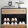 Rattan Shoe Cabinet Storage with 3 Drawers, with Flip-Down Compartments and Drawer, 24" Freestanding Shoe Organizer Wooden, with Adjustable Shelves - 3 of 4