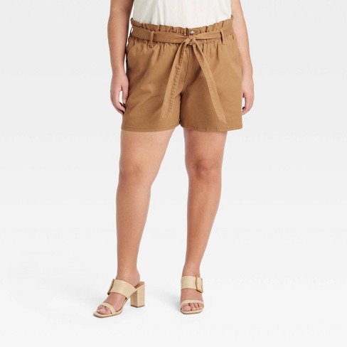 Women s High rise Pull on Shorts Ava Viv Brown 1x Target