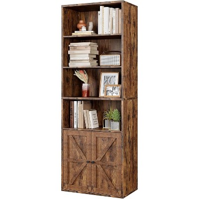 71.4" Tall Bookshelf, 4-Tier Bookcase, Book Shelf, Open Storage Shelf with Doors, for Living Room, Home Office, Dinning Room