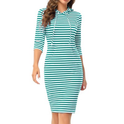 Women's Hoodie Dress Pullover Hoody Dress Casual Fitted Knee Length Dress with Pocket