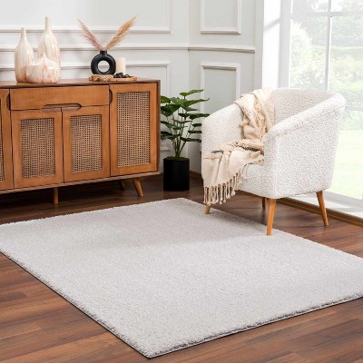 Hauteloom Heavenly Solid Light Gray Plush Rug