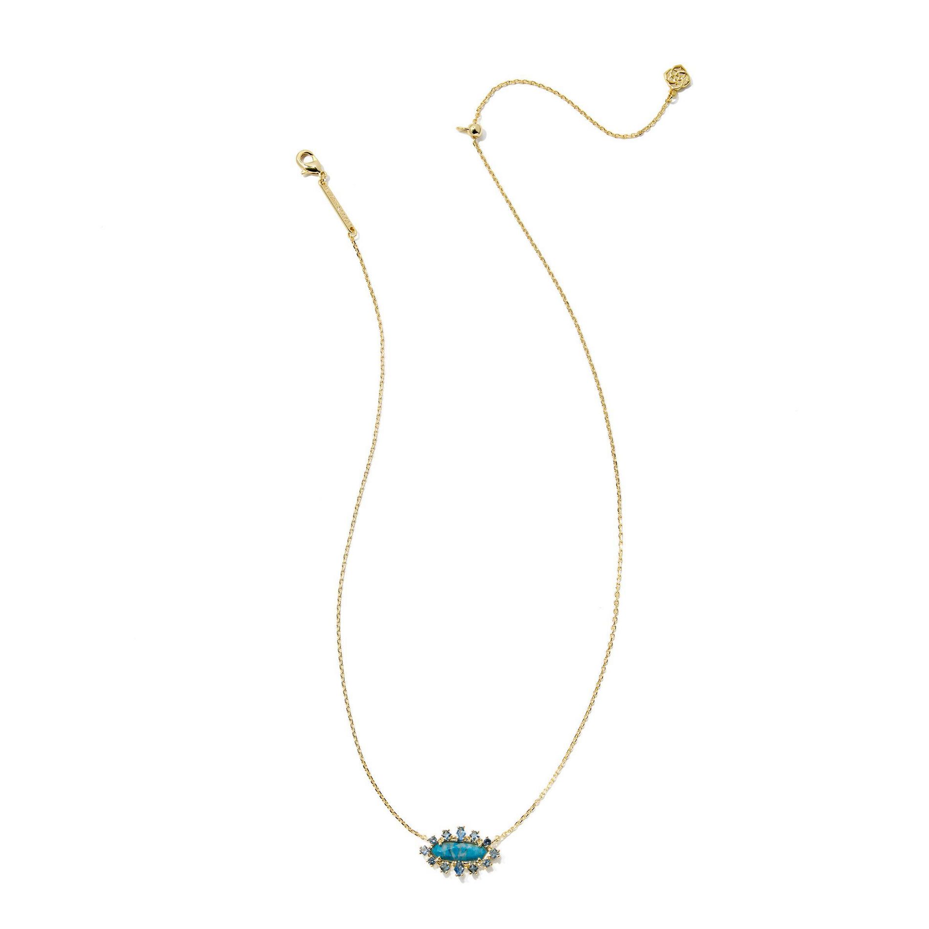 Kendra Scott Eva Crystal Framed Pendant Necklace - Blue Mix