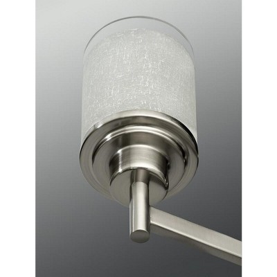 Brushed Nickel 3-Light Chandelier with Textured White Linen Glass