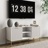 60" MDF Wave-Door Modern TV Stand with Adjustable Shelf and Open Display Storage for Bedroom or Living Room - 3 of 4