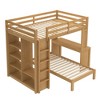 Sapphtopaz Wood Bunk Bed with Dismountable Lower Bed&Desk Versatile Bed Frame with Built-in Shelves&Wardrobe, Loft Bed for Teens - 2 of 4