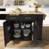 Bella Depot 43.3" Kitchen Island with Drop Leaf, Rolling Kitchen Cart on Wheels with 3 Tier Pull Out Cabinet, Drawers for Kitchen - 3 of 4