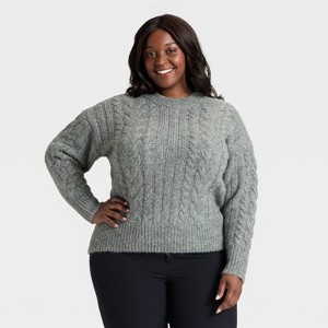 Women's Long Sleeve Cabled Tunic Sweater - A New Day™ - 1 of 3