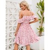 BLUEMING Maternity Cold Shoulder Sundress Flouce Highwaist Midi Dress Floral Summer Dress - 3 of 4