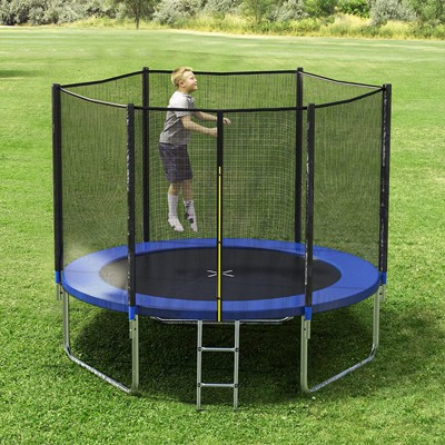 SUGIFT 10 FT Recreational Trampoline with Safety Enclosure Net and Ladder