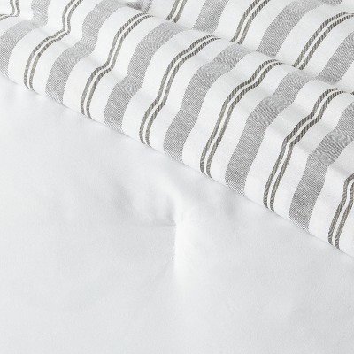 Threshold 8pc Queen Reversible Classic Stripe Comforter Set Gray/White - Threshold™: Percale, Includes Euro Shams & Bed Skirt — фото 6