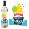Big Dot of Happiness Gnome Birthday - Happy Birthday Party Decorations for Women and Men - Wine Bottle Label Stickers - Set of 4 - 2 of 4