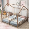 CAVINAS Double Floor Bed Twin Size Modern House-Shaped Metal Bed Frame with 2 Beds Side by Side and Guardrails for Bedroom - 2 of 4