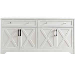 Gulches White TV Stand Entertainment Center Fits TV up to 61 in with Large Storage Anti-Dumping Device Tempered Glass Multifunctional for Living Room - 1 of 4