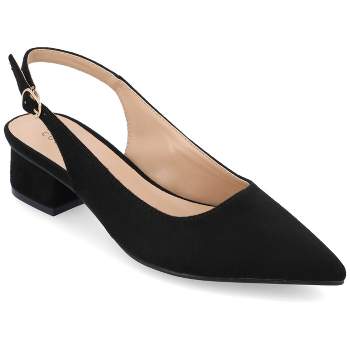 Journee Collection Womens Sylvia Sling Back Covered Block Heel Pumps