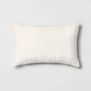 Quilted Velvet Lumbar Throw Pillow Cream - Opalhouse , Ivory