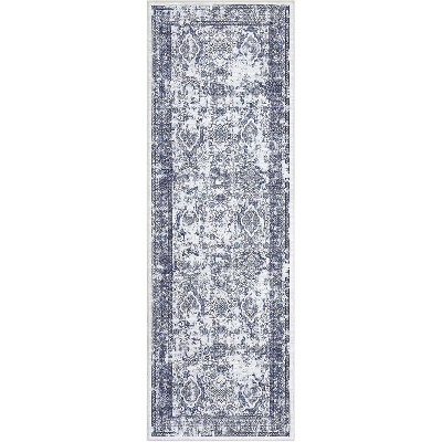 Washable Vintage Area Rug with Non-Slip Backing, Low Pile Soft Farmhouse Carpet for Living Room, Bedroom, Kids Playroom
