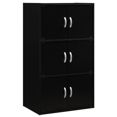 Photo 1 of 3 Shelf 6 Door Bookcase in Black  Hodedah