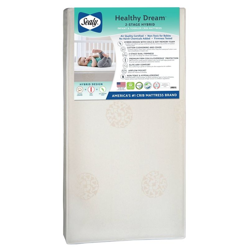 Sealy Healthy Dream 2-Stage Hybrid Crib and Toddler Mattress, 1 of 9