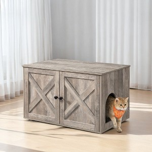 Cat Litter Box Enclosure - Hidden Furniture with Removable Divider - Indoor Cat House,  End Table - 31.5 x 20.9 x 19.7 Inches - 1 of 4