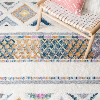 Ivory and Multicolor 8' x 10' Shag Area Rug