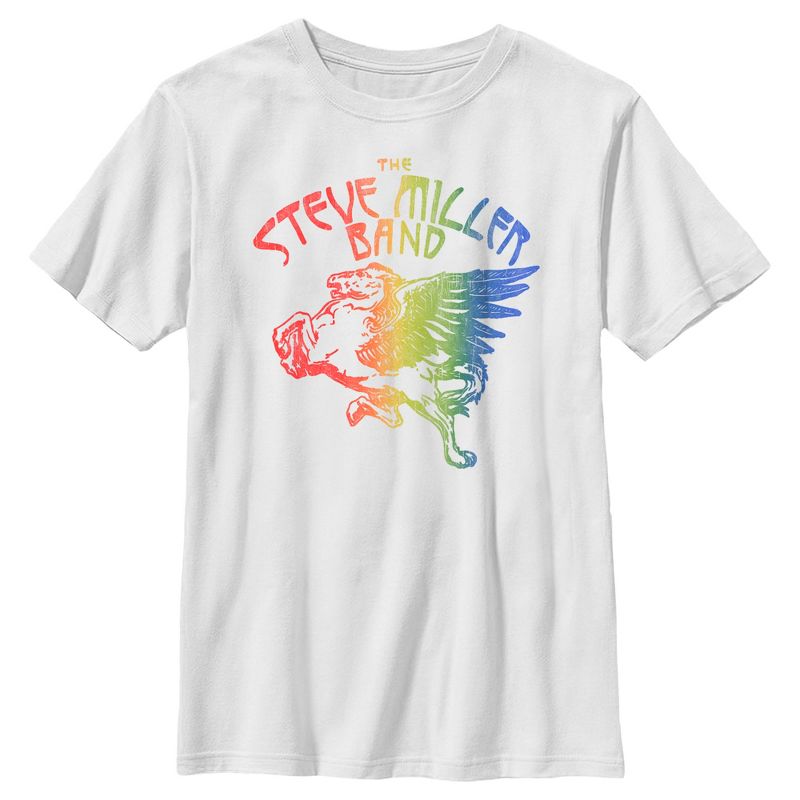 Boy's Steve Miller Band Rainbow Pegasus Logo T-Shirt, 1 of 5