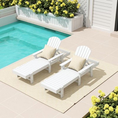 WestinTrends Dylan 2 Piece Adirondack Poly Reclining Chaise Lounge With Arms