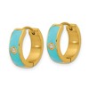 Chisel Stainless Steel Polished Yellow IP-plated with Blue Enamel and Cubic Zirconia 5mm Hinged Hoop Earrings - 2 of 4