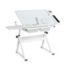 Tempered Glass Adjustable Drafting Printing Table with Chair - 4 of 4