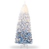 Pre-Lit Snow Flocked Pencil Christmas Tree, Gradient Lights, Foldable Metal Base, Lighted Holiday Decor - 4 of 4