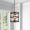 Dewdrop Farmhouse Black and Bronze Drum Pendant Light Metal Cage Hanging Ceiling Fixture - 2 of 4