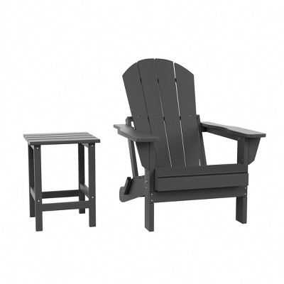 WestinTrends Malibu HDPE Outdoor Patio Folding Poly Adirondack Chair with Side Table (2-Piece Set)