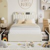Twin Bed Frame with Storage Headboard, Girls Bed Frame with 2 Drawers - 3 of 4
