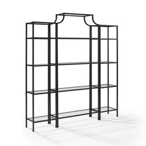 80.5" 3pc Aimee Narrow Etagere Set Oil Rubbed Bronze - Crosley: Tempered Glass Display, Steel Frame, Fixed Shelves - 1 of 4