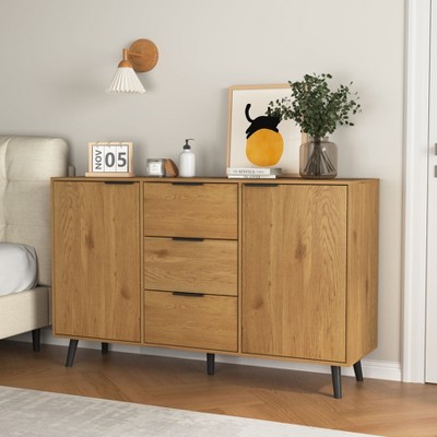 NicBex 47.2" Modern Sideboard,Kitchen Storage Cabinets with 3 Drawers and 2 Doors for Kitchen and Dining Room,Brown
