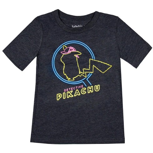 Pokemon Boys Detective Pikachu Neon Sign Design Collectible T shirt 7 Kids Grey Target