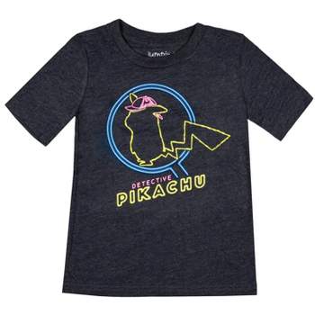 Pokemon Boys' Detective Pikachu Neon Sign Design Collectible T-Shirt
