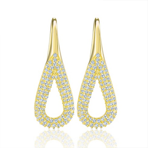 Teardrop Hook Drop Earrings for Women Clear Cubic Zirconia Ginger Lyne Collection  (Gold) - image 1 of 4